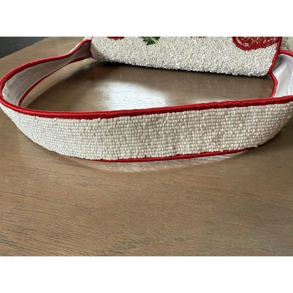 Beaded Tomato Bag Handcrafted In India NEW w/tags Viral Tiktok Red White 10x6" - Picture 11 of 16